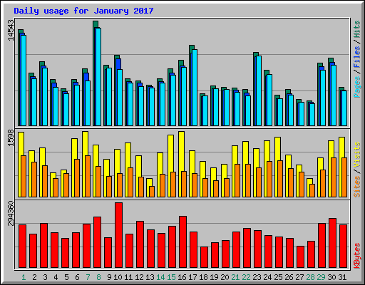 Daily usage for January 2017