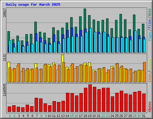 Daily usage for March 2025