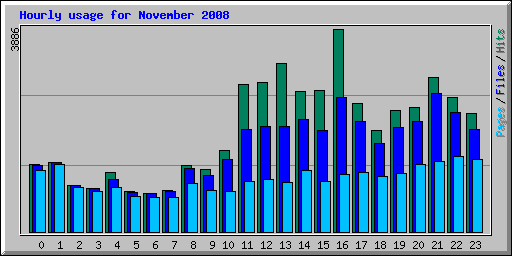 Hourly usage for November 2008