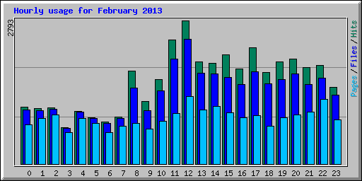 Hourly usage for February 2013