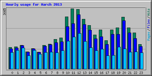 Hourly usage for March 2013